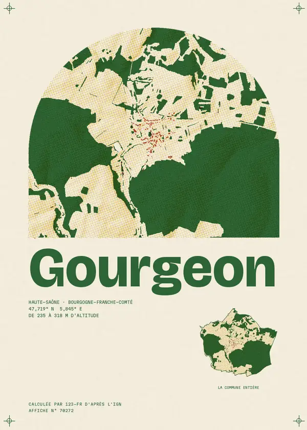 Affiche de Gourgeon, calculée par 123-fr d'après l'IGN