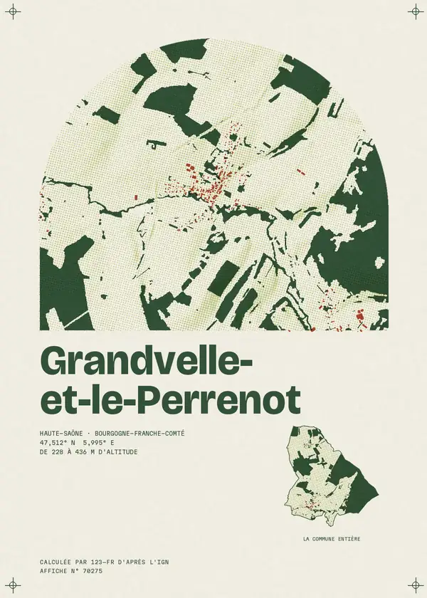 Affiche de Grandvelle-et-le-Perrenot, calculée par 123-fr d'après l'IGN
