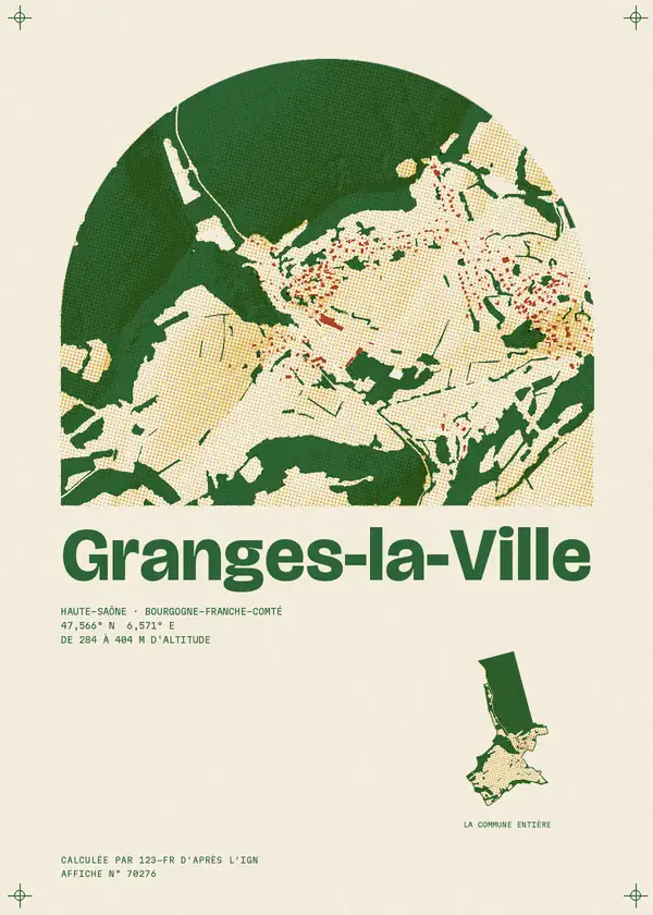Affiche de Granges-la-Ville, calculée par 123-fr d'après l'IGN