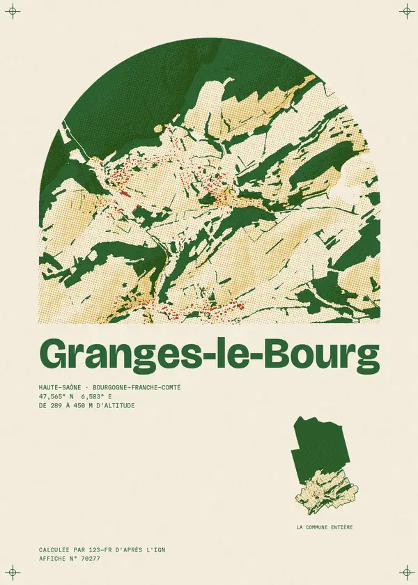 Affiche de Granges-le-Bourg, calculée par 123-fr d'après l'IGN