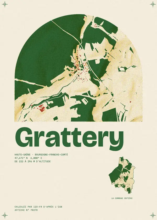 Affiche de Grattery, calculée par 123-fr d'après l'IGN