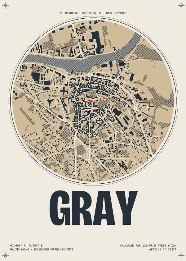 Affiche de Gray, calculée par 123-fr d'après l'IGN