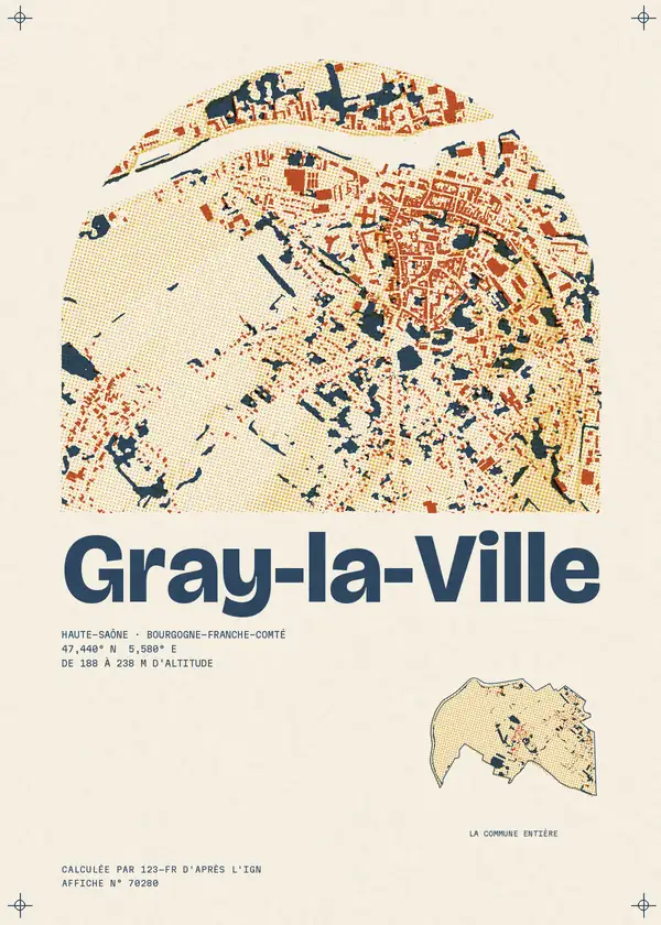 Affiche de Gray-la-Ville, calculée par 123-fr d'après l'IGN