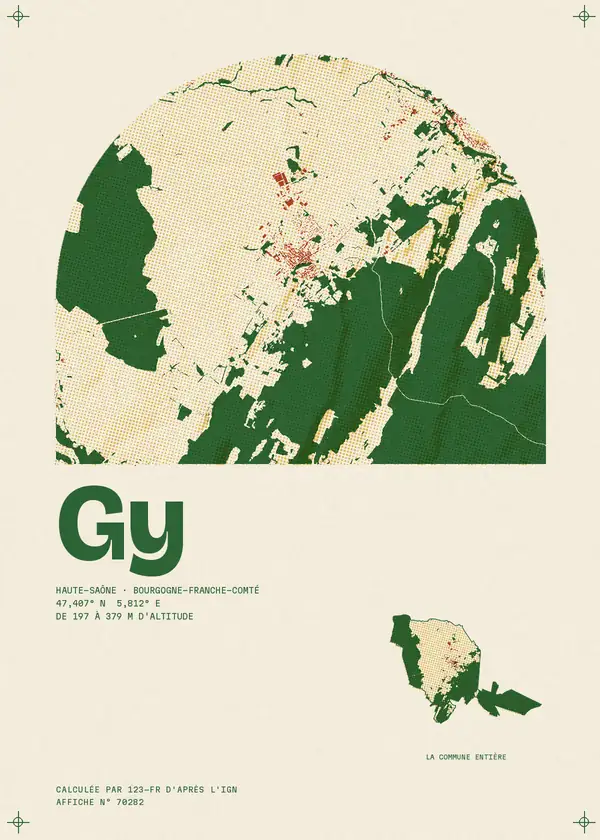 Affiche de Gy, calculée par 123-fr d'après l'IGN