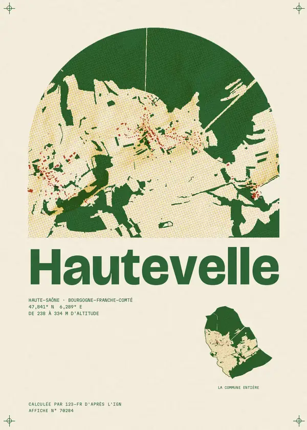 Affiche de Hautevelle, calculée par 123-fr d'après l'IGN