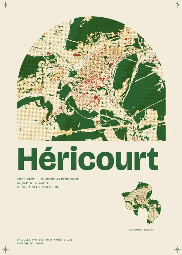 Affiche de Héricourt, calculée par 123-fr d'après l'IGN