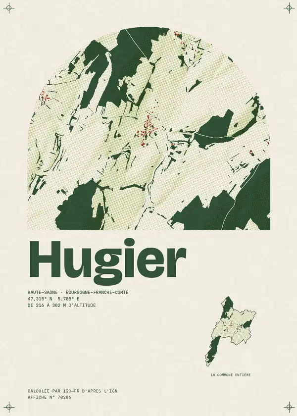 Affiche de Hugier, calculée par 123-fr d'après l'IGN
