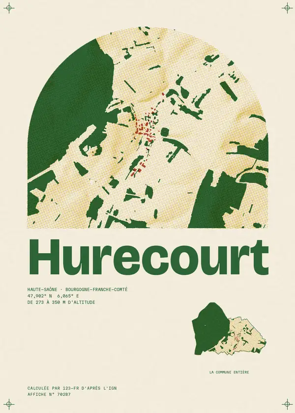 Affiche de Hurecourt, calculée par 123-fr d'après l'IGN
