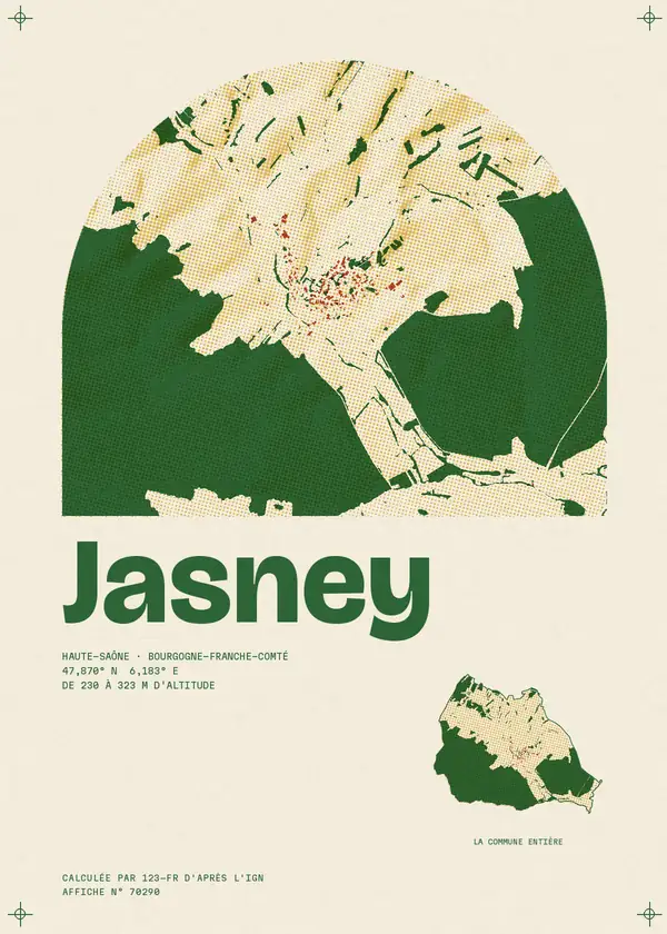 Affiche de Jasney, calculée par 123-fr d'après l'IGN