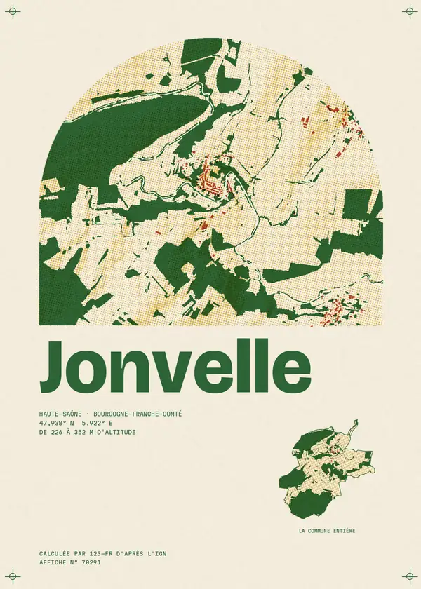 Affiche de Jonvelle, calculée par 123-fr d'après l'IGN