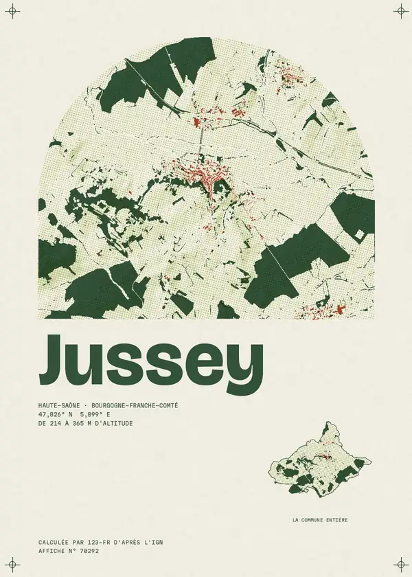 Affiche de Jussey, calculée par 123-fr d'après l'IGN