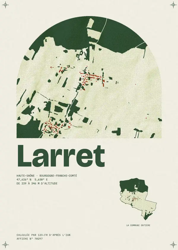 Affiche de Larret, calculée par 123-fr d'après l'IGN