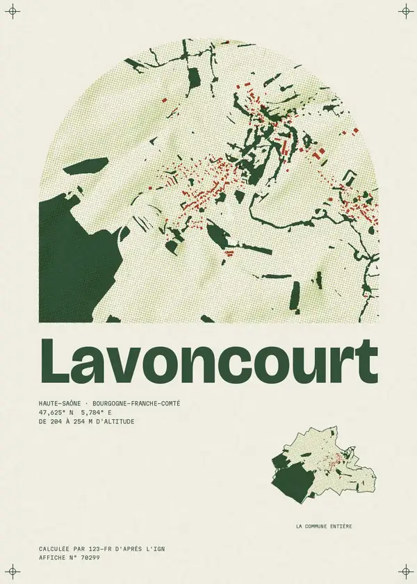 Affiche de Lavoncourt, calculée par 123-fr d'après l'IGN