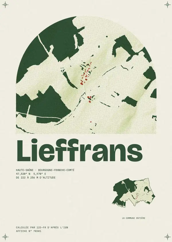 Affiche de Lieffrans, calculée par 123-fr d'après l'IGN
