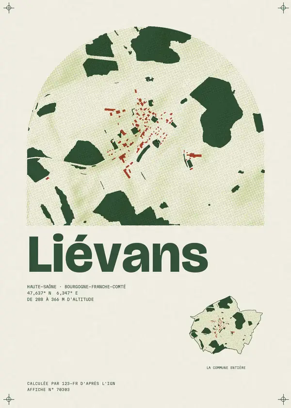 Affiche de Liévans, calculée par 123-fr d'après l'IGN