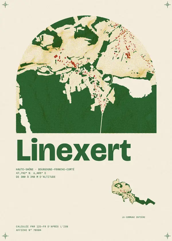 Affiche de Linexert, calculée par 123-fr d'après l'IGN