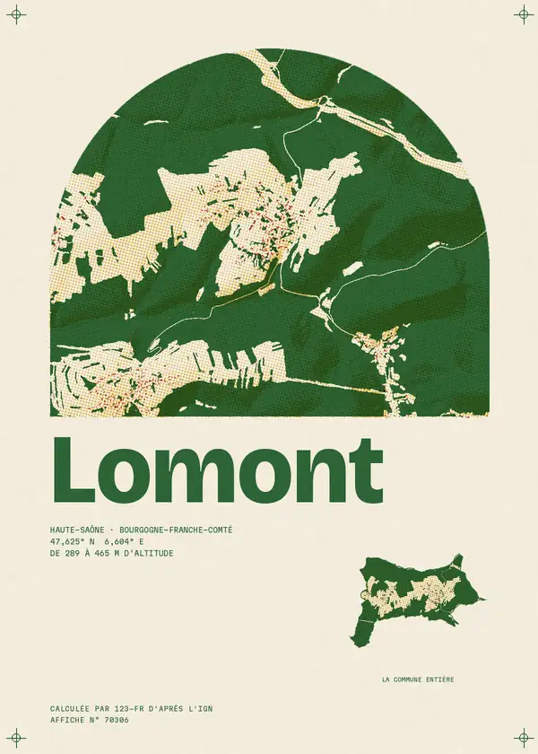 Affiche de Lomont, calculée par 123-fr d'après l'IGN