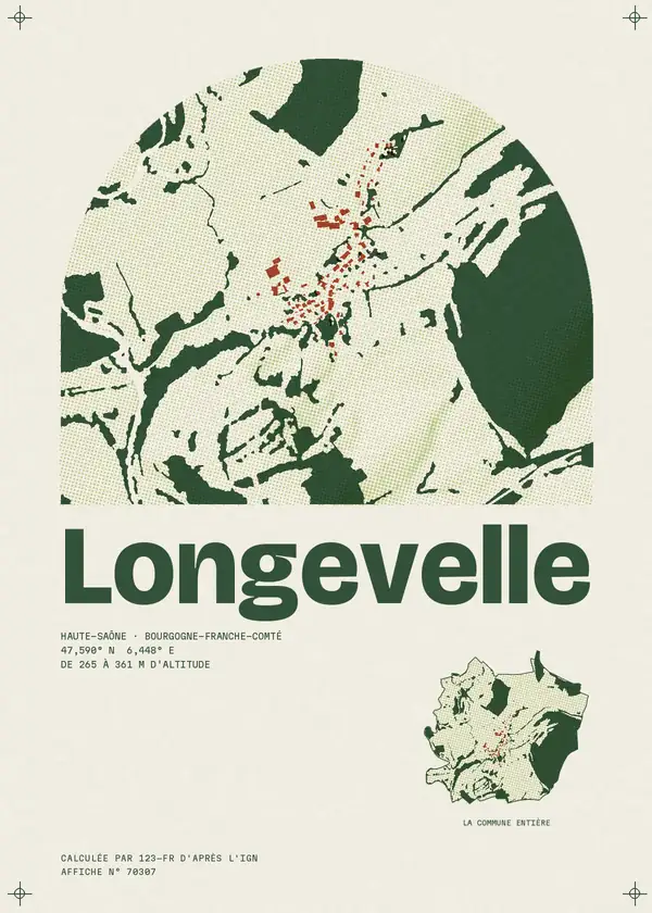 Affiche de Longevelle, calculée par 123-fr d'après l'IGN