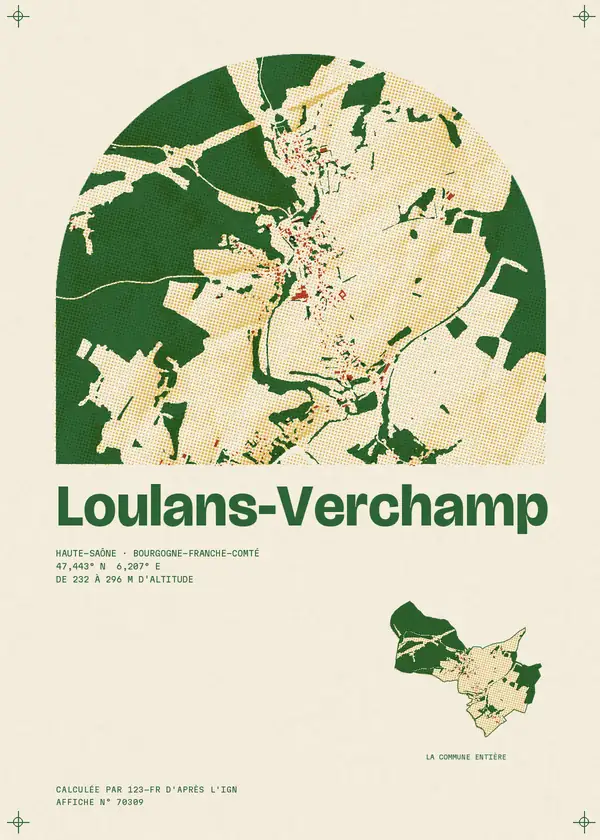 Affiche de Loulans-Verchamp, calculée par 123-fr d'après l'IGN