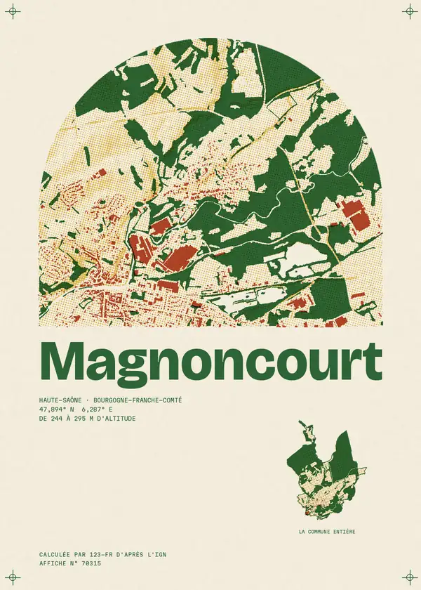 Affiche de Magnoncourt, calculée par 123-fr d'après l'IGN