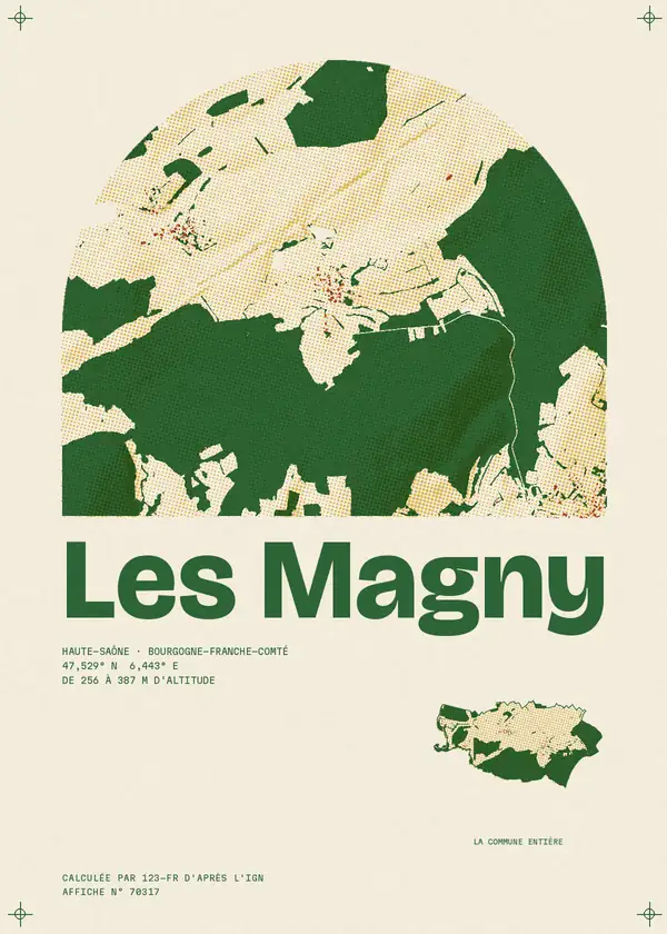 Affiche de Les Magny, calculée par 123-fr d'après l'IGN