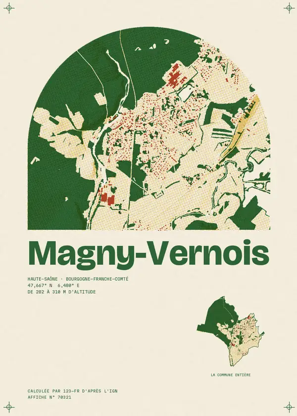 Affiche de Magny-Vernois, calculée par 123-fr d'après l'IGN