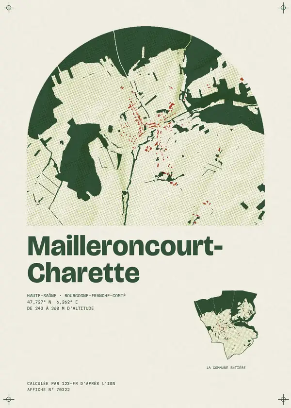 Affiche de Mailleroncourt-Charette, calculée par 123-fr d'après l'IGN