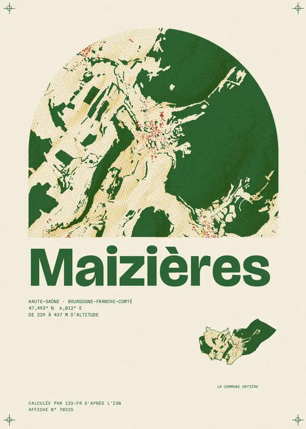 Affiche de Maizières, calculée par 123-fr d'après l'IGN