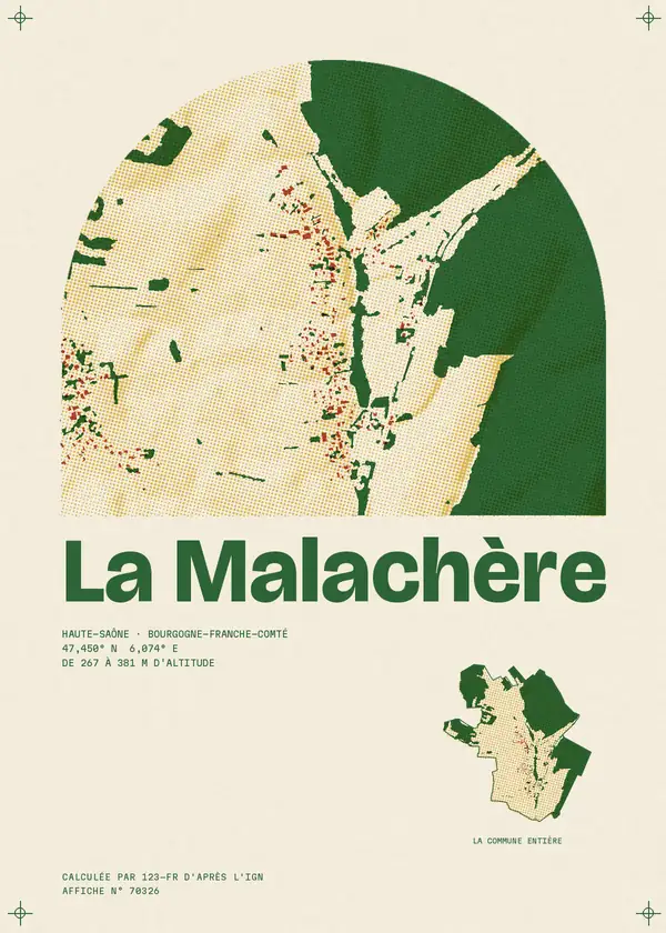 Affiche de La Malachère, calculée par 123-fr d'après l'IGN