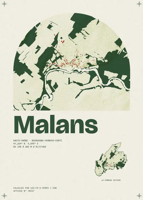 Affiche de Malans, calculée par 123-fr d'après l'IGN