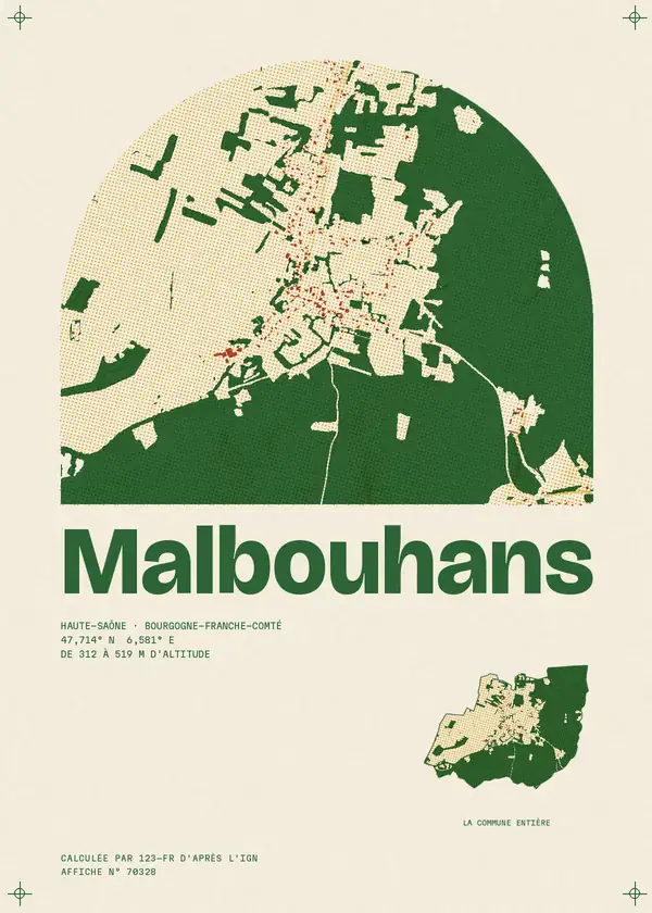 Affiche de Malbouhans, calculée par 123-fr d'après l'IGN
