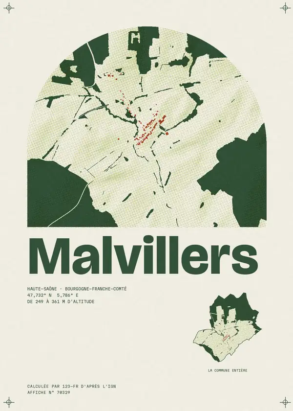 Affiche de Malvillers, calculée par 123-fr d'après l'IGN