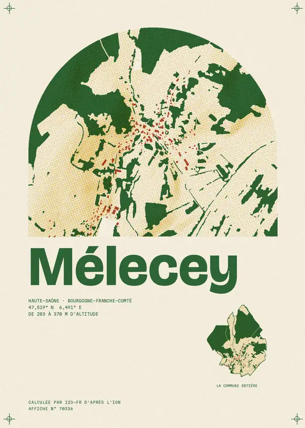 Affiche de Mélecey, calculée par 123-fr d'après l'IGN