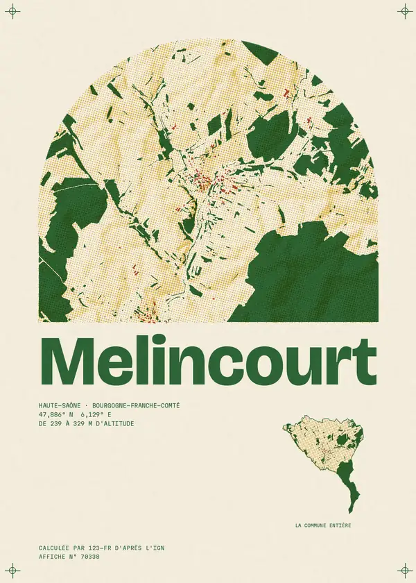 Affiche de Melincourt, calculée par 123-fr d'après l'IGN