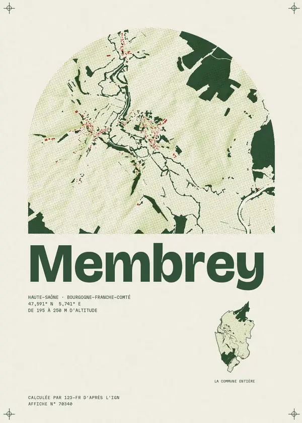 Affiche de Membrey, calculée par 123-fr d'après l'IGN