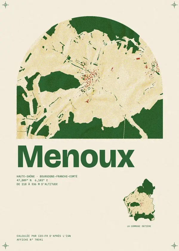 Affiche de Menoux, calculée par 123-fr d'après l'IGN