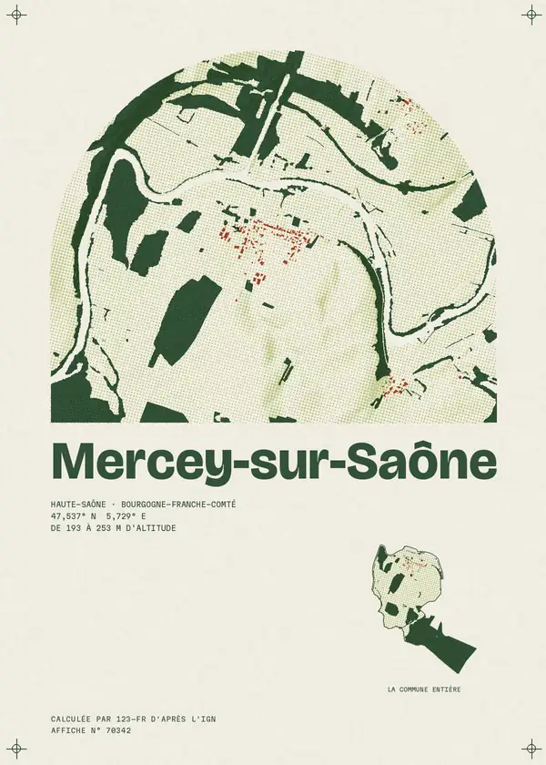 Affiche de Mercey-sur-Saône, calculée par 123-fr d'après l'IGN