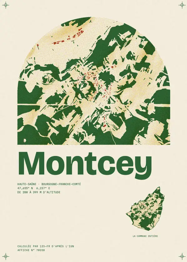 Affiche de Montcey, calculée par 123-fr d'après l'IGN