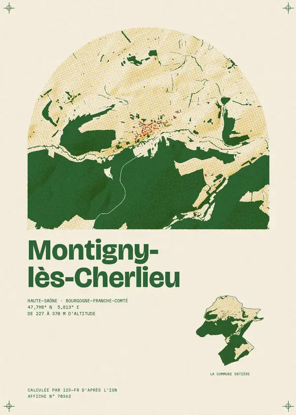 Affiche de Montigny-lès-Cherlieu, calculée par 123-fr d'après l'IGN