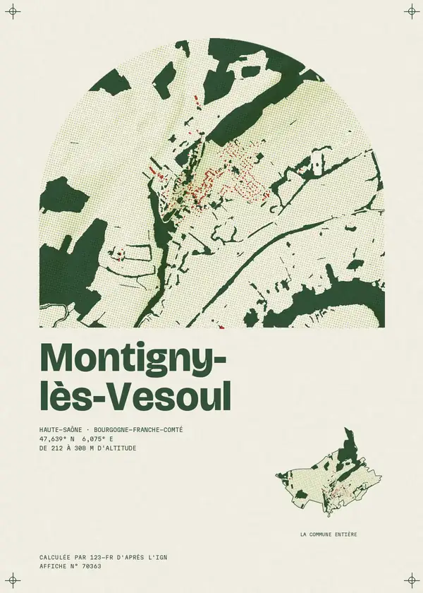 Affiche de Montigny-lès-Vesoul, calculée par 123-fr d'après l'IGN
