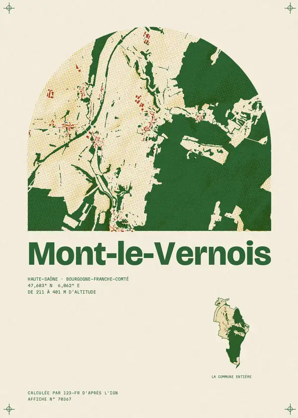 Affiche de Mont-le-Vernois, calculée par 123-fr d'après l'IGN