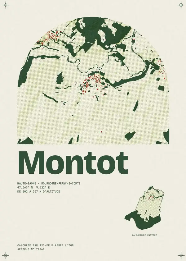 Affiche de Montot, calculée par 123-fr d'après l'IGN
