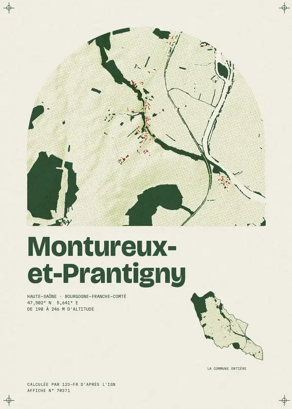 Affiche de Montureux-et-Prantigny, calculée par 123-fr d'après l'IGN