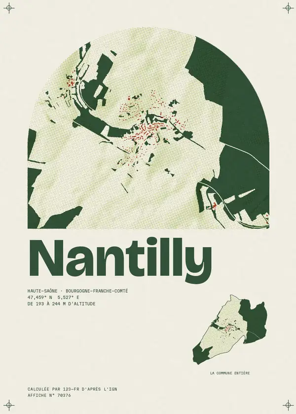Affiche de Nantilly, calculée par 123-fr d'après l'IGN