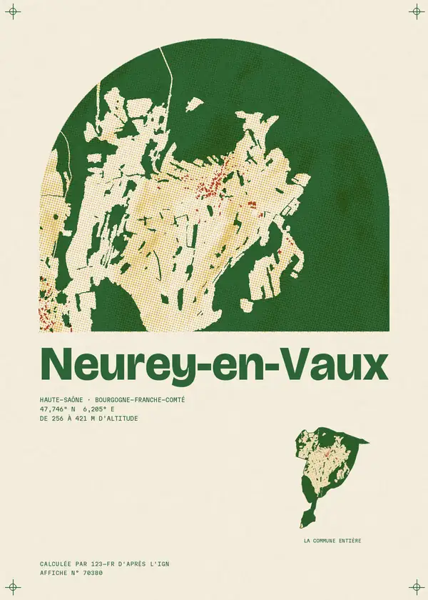 Affiche de Neurey-en-Vaux, calculée par 123-fr d'après l'IGN