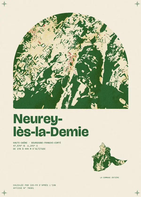 Affiche de Neurey-lès-la-Demie, calculée par 123-fr d'après l'IGN