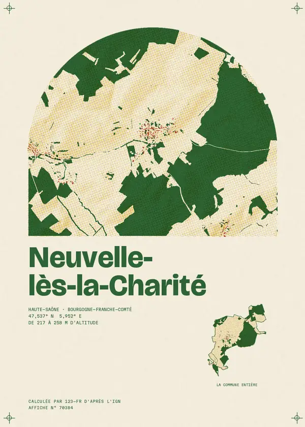 Affiche de Neuvelle-lès-la-Charité, calculée d'après l'IGN