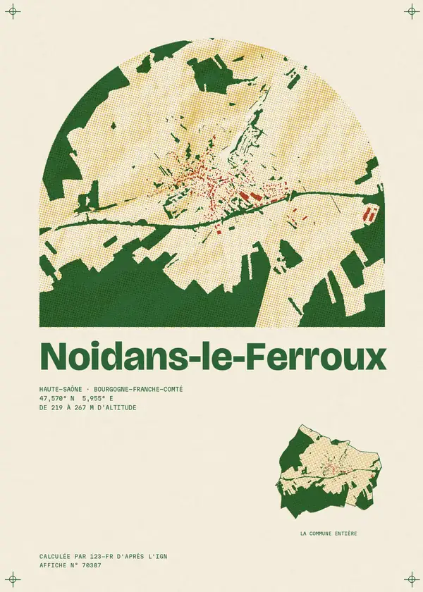 Affiche de Noidans-le-Ferroux, calculée par 123-fr d'après l'IGN