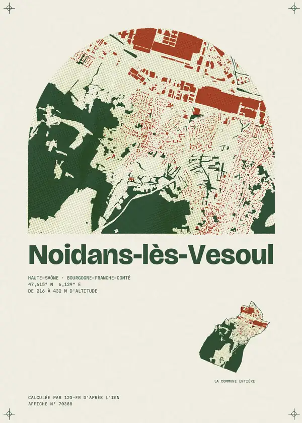 Affiche de Noidans-lès-Vesoul, calculée par 123-fr d'après l'IGN