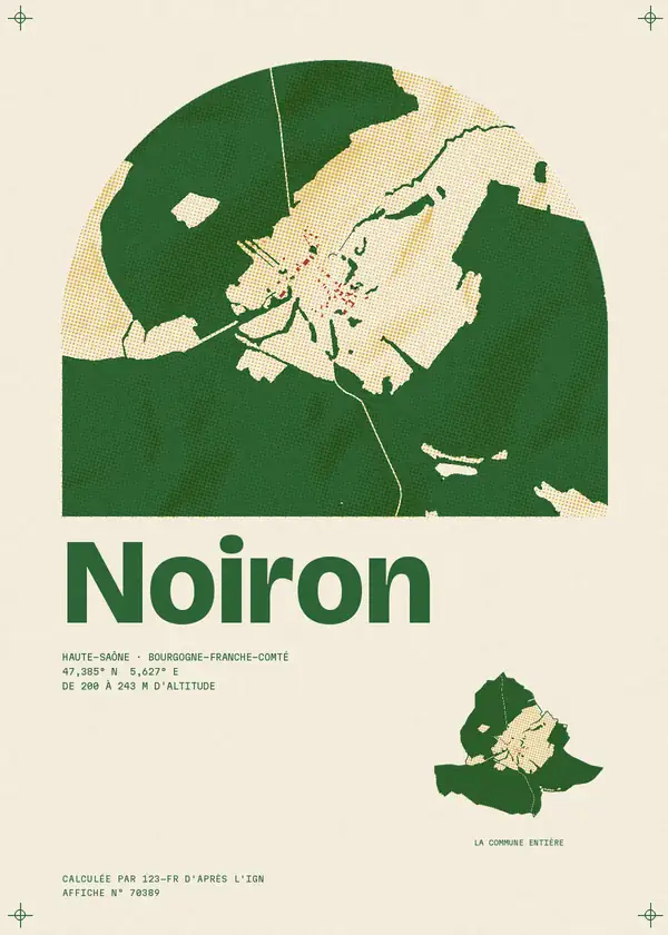 Affiche de Noiron, calculée par 123-fr d'après l'IGN